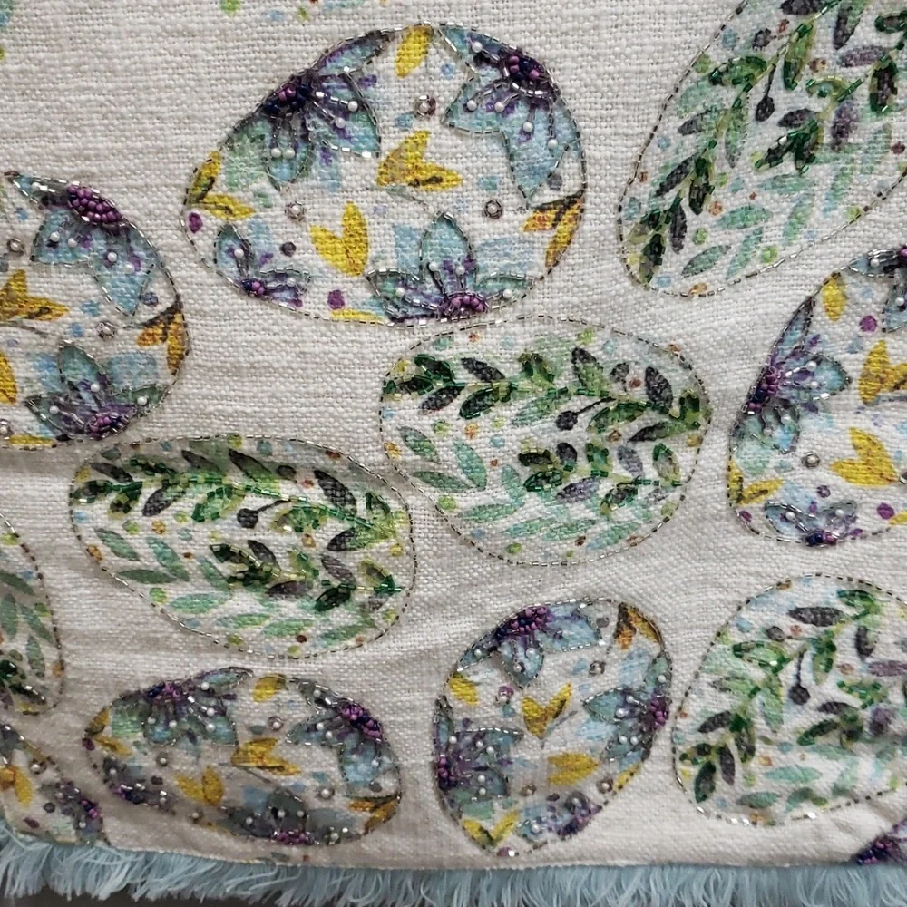 Isaac Mizrahi NWOT Beaded Spring/Easter Egg Table Runner